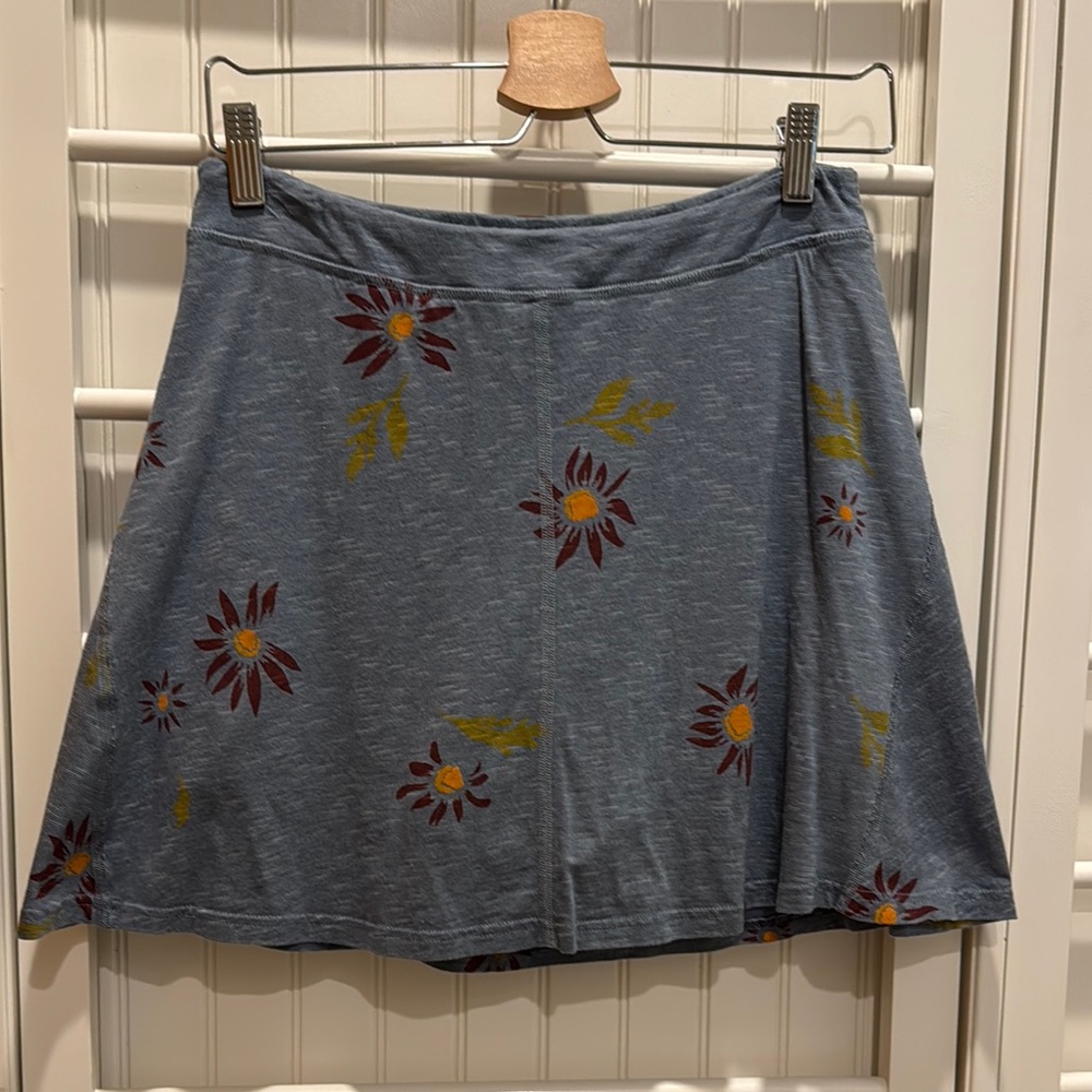Toad&Co Blue Floral A-Line Skirt